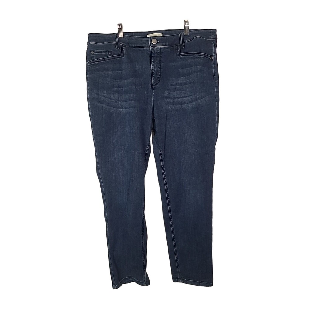 J. Jill‎ Blue Denim Smooth Fit Slim High Rise Dark Wash Ankle Jeans Womans SZ 16